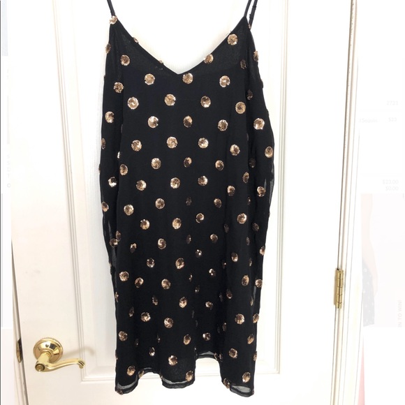 BB Dakota Gold Sequin Polka Dot Dress - Picture 5 of 7
